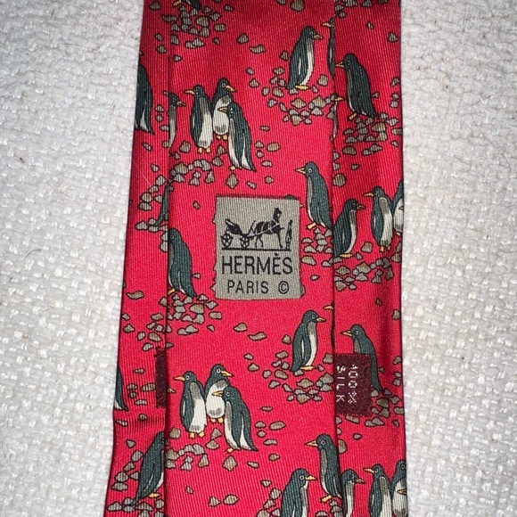 Hermes Other - Hermes Authentic Silk Tie Penguin